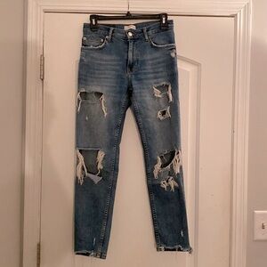 Zara Ripped Boyfriend Jeans